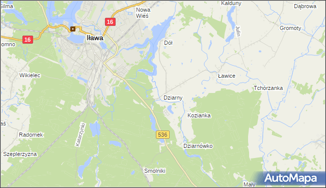 mapa Dziarny, Dziarny na mapie Targeo