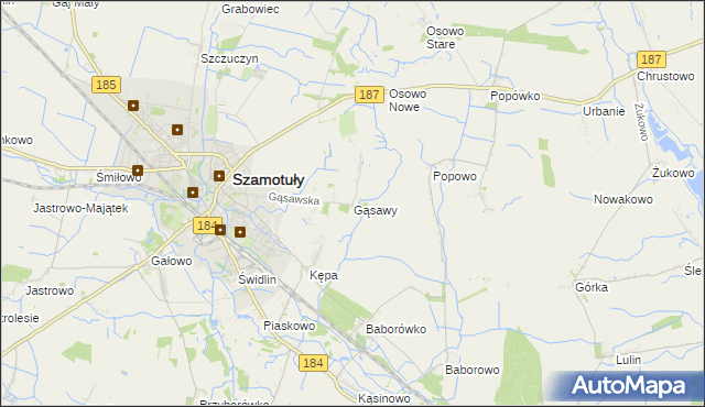 mapa Gąsawy, Gąsawy na mapie Targeo