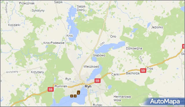 mapa Głąbowo, Głąbowo na mapie Targeo