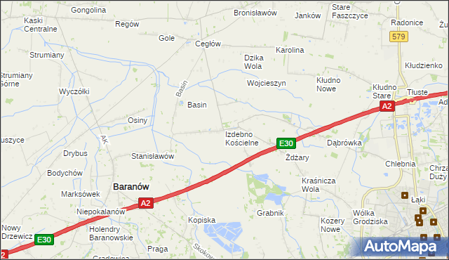 mapa Izdebno Kościelne, Izdebno Kościelne na mapie Targeo