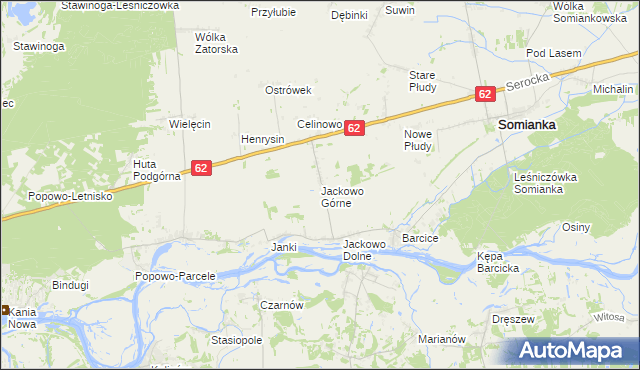 mapa Jackowo Górne, Jackowo Górne na mapie Targeo