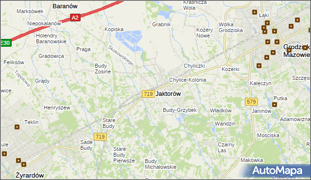 mapa Jaktorów, Jaktorów na mapie Targeo