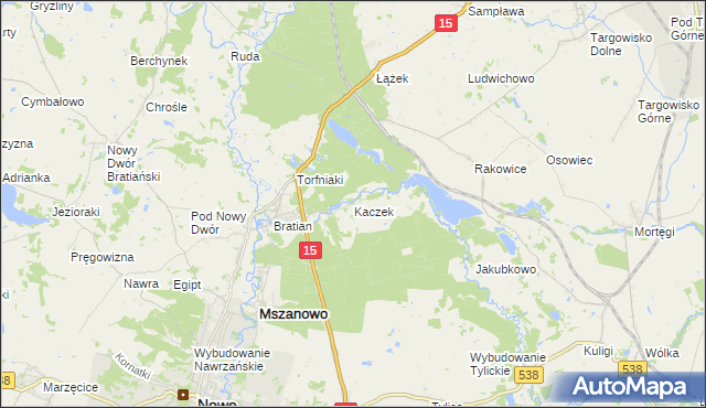 mapa Kaczek, Kaczek na mapie Targeo