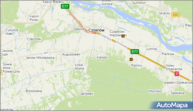mapa Kaliszki gmina Czosnów, Kaliszki gmina Czosnów na mapie Targeo