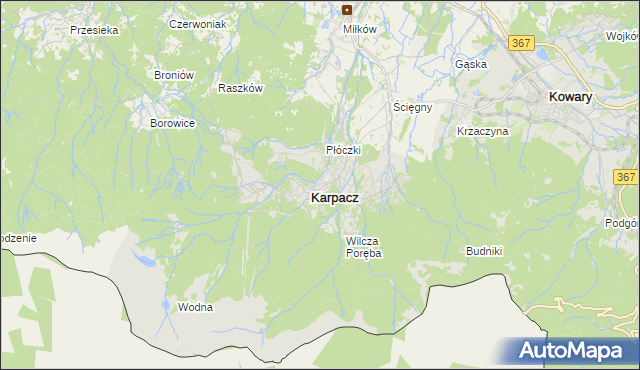 mapa Karpacz, Karpacz na mapie Targeo