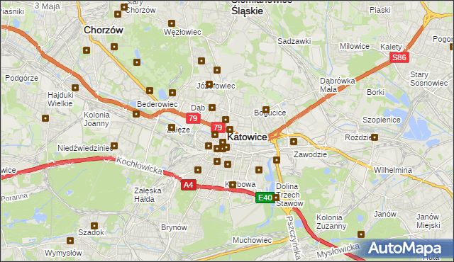 mapa Katowic, Katowice na mapie Targeo