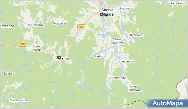 mapa Kletno, Kletno na mapie Targeo