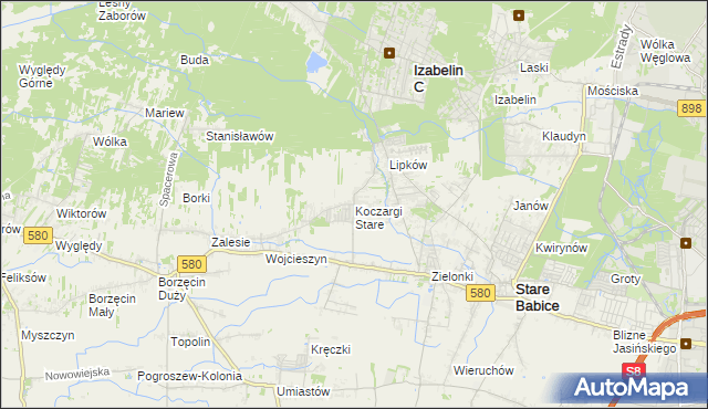 mapa Koczargi Stare, Koczargi Stare na mapie Targeo