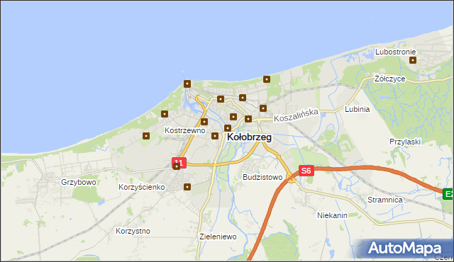 mapa Kołobrzegu, Kołobrzeg na mapie Targeo