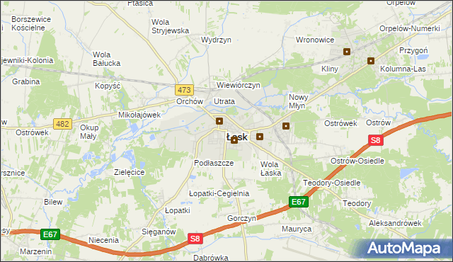 mapa Łask, Łask na mapie Targeo