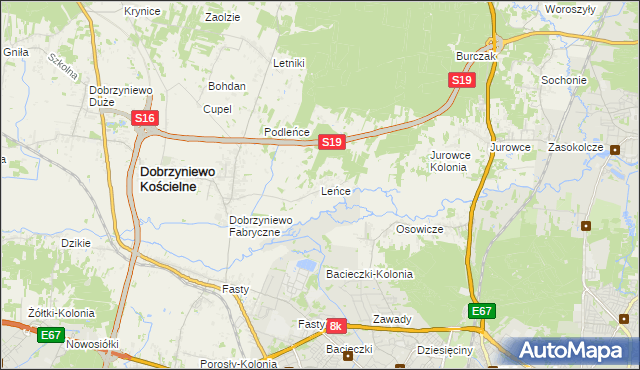 mapa Leńce, Leńce na mapie Targeo