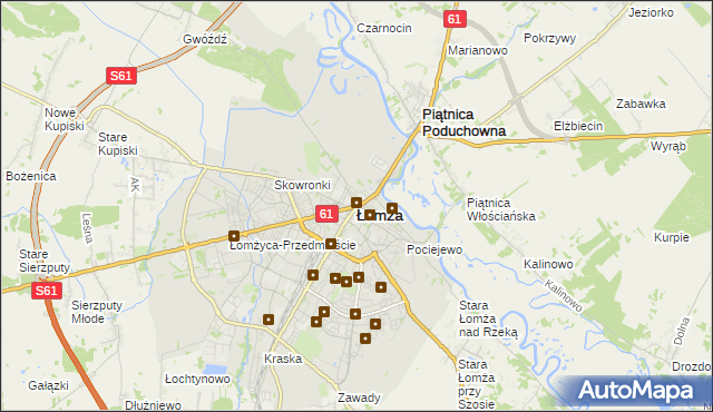 mapa Łomży, Łomża na mapie Targeo