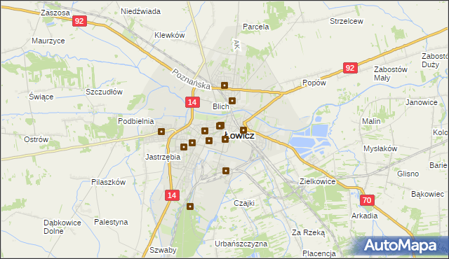 mapa Łowicza, Łowicz na mapie Targeo