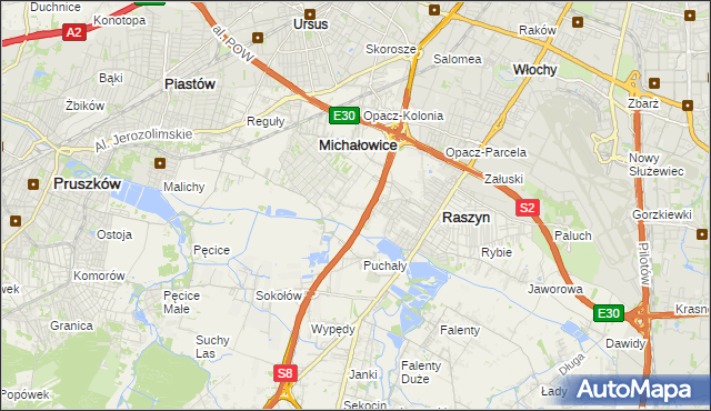 mapa Michałowice-Wieś, Michałowice-Wieś na mapie Targeo