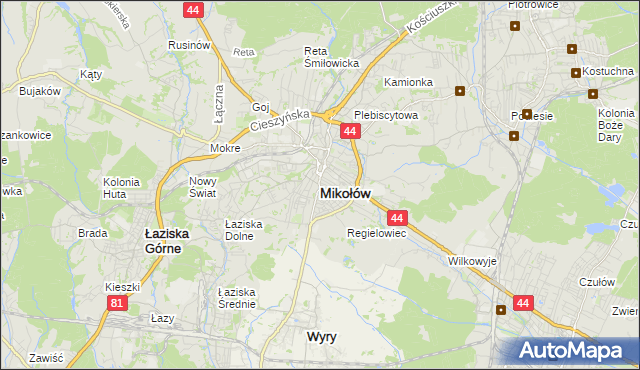 mapa Mikołów, Mikołów na mapie Targeo