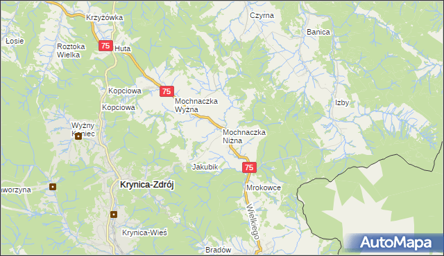 mapa Mochnaczka Niżna, Mochnaczka Niżna na mapie Targeo