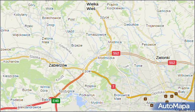 mapa Modlniczka, Modlniczka na mapie Targeo