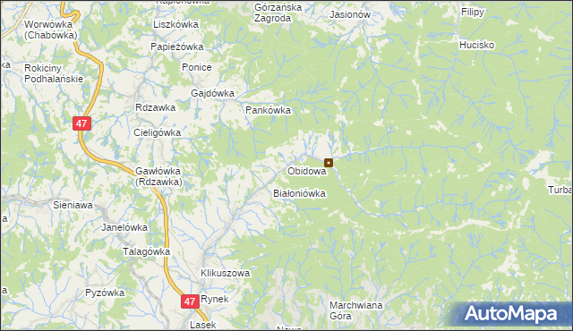 mapa Obidowa, Obidowa na mapie Targeo
