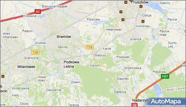 mapa Otrębusy, Otrębusy na mapie Targeo