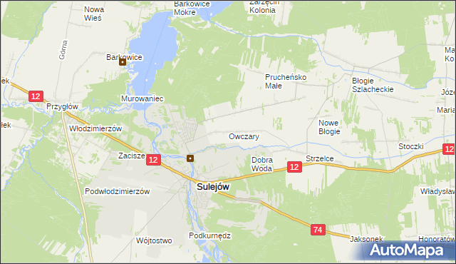 mapa Owczary gmina Mniszków, Owczary gmina Mniszków na mapie Targeo