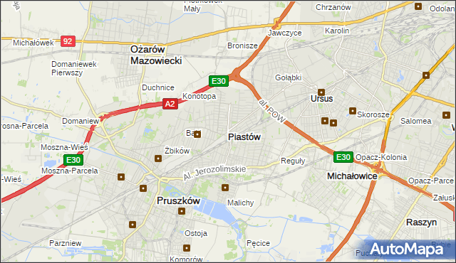 mapa Piastów powiat pruszkowski, Piastów powiat pruszkowski na mapie Targeo