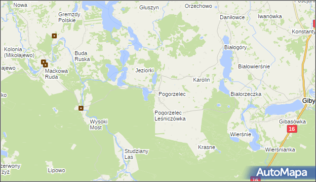 mapa Pogorzelec gmina Giby, Pogorzelec gmina Giby na mapie Targeo