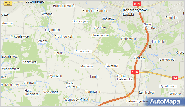 mapa Porszewice, Porszewice na mapie Targeo