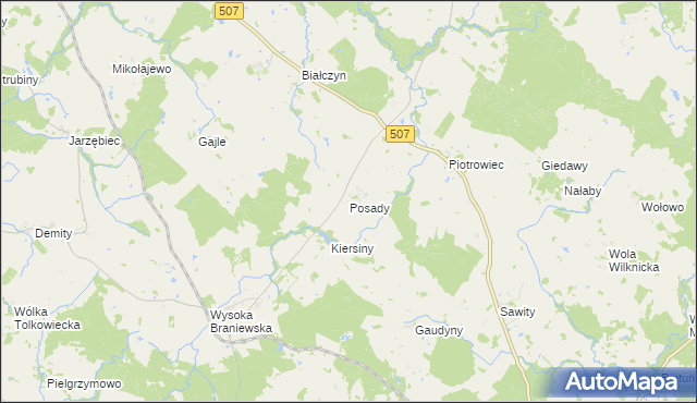 mapa Posady, Posady na mapie Targeo
