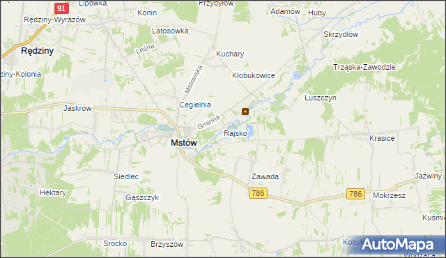 mapa Rajsko gmina Mstów, Rajsko gmina Mstów na mapie Targeo