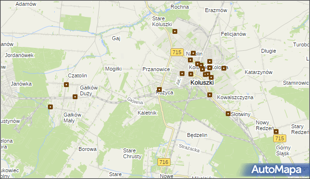 mapa Różyca, Różyca na mapie Targeo