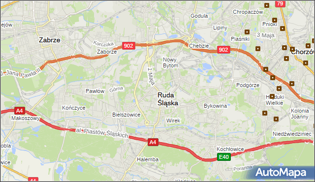 mapa Rudy Śląskiej, Ruda Śląska na mapie Targeo