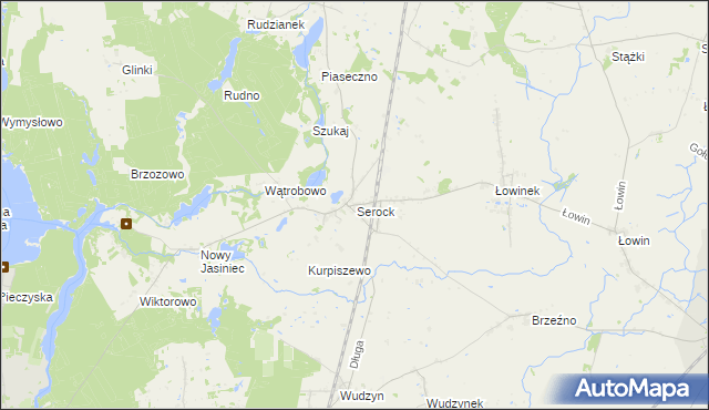 mapa Serock gmina Pruszcz, Serock gmina Pruszcz na mapie Targeo