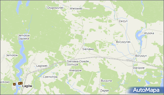 mapa Sieniawa gmina Łagów, Sieniawa gmina Łagów na mapie Targeo