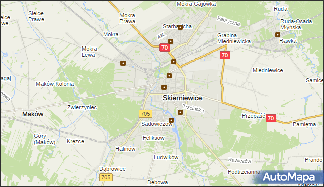 mapa Skierniewic, Skierniewice na mapie Targeo