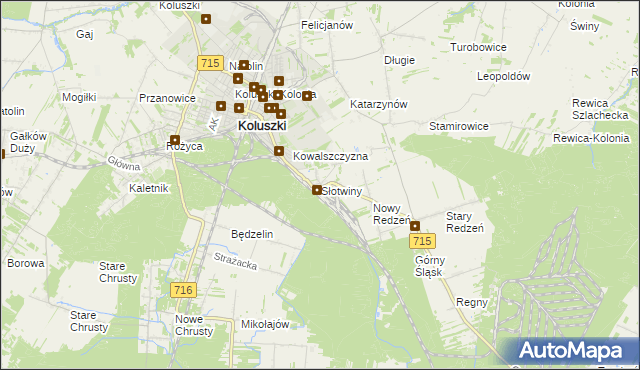 mapa Słotwiny gmina Koluszki, Słotwiny gmina Koluszki na mapie Targeo