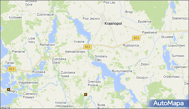 mapa Smolany Dąb, Smolany Dąb na mapie Targeo