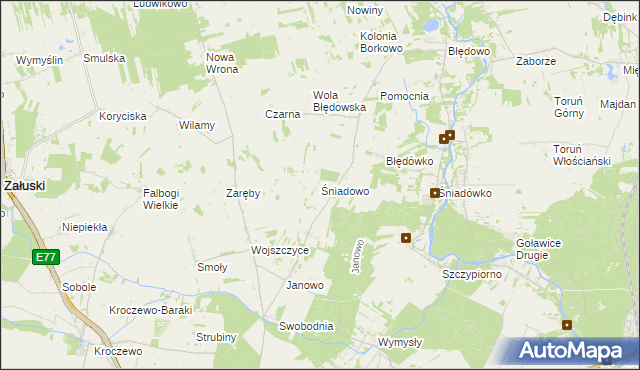 mapa Śniadowo gmina Zakroczym, Śniadowo gmina Zakroczym na mapie Targeo