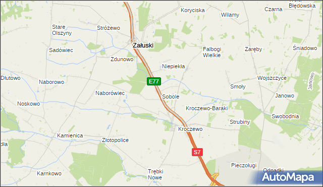 mapa Sobole gmina Załuski, Sobole gmina Załuski na mapie Targeo