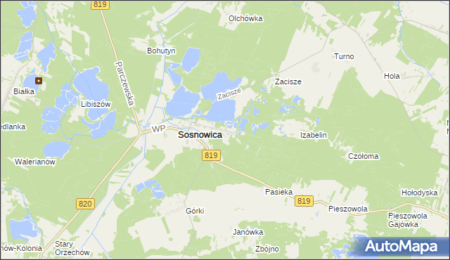 mapa Sosnowica-Dwór, Sosnowica-Dwór na mapie Targeo