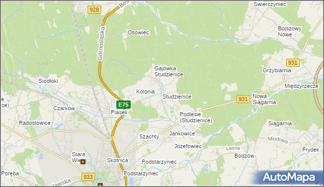 mapa Studzienice gmina Pszczyna, Studzienice gmina Pszczyna na mapie Targeo