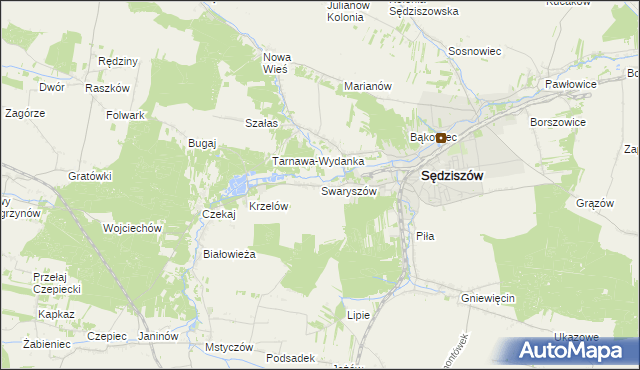 mapa Swaryszów, Swaryszów na mapie Targeo