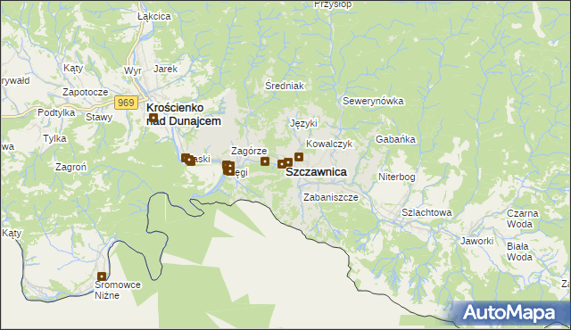 mapa Szczawnica, Szczawnica na mapie Targeo