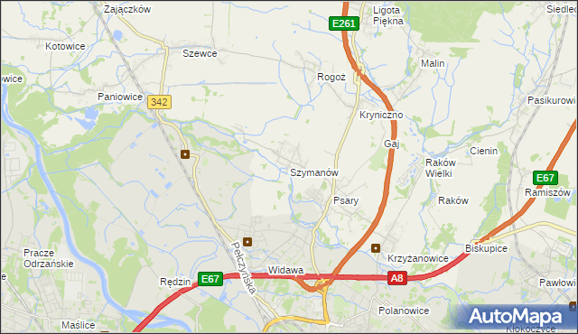 mapa Szymanów gmina Wisznia Mała, Szymanów gmina Wisznia Mała na mapie Targeo