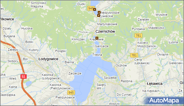 mapa Tresna, Tresna na mapie Targeo