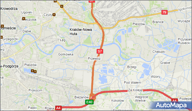 mapa Ulica gmina Kraków, Ulica gmina Kraków na mapie Targeo