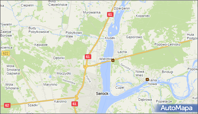 mapa Wierzbica gmina Serock, Wierzbica gmina Serock na mapie Targeo