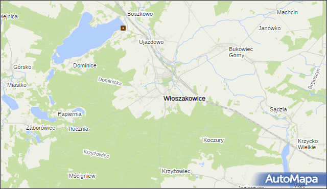 mapa Włoszakowice, Włoszakowice na mapie Targeo