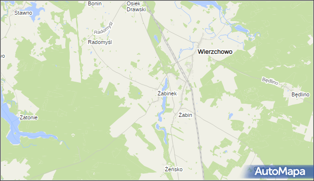 mapa Żabinek gmina Wierzchowo, Żabinek gmina Wierzchowo na mapie Targeo