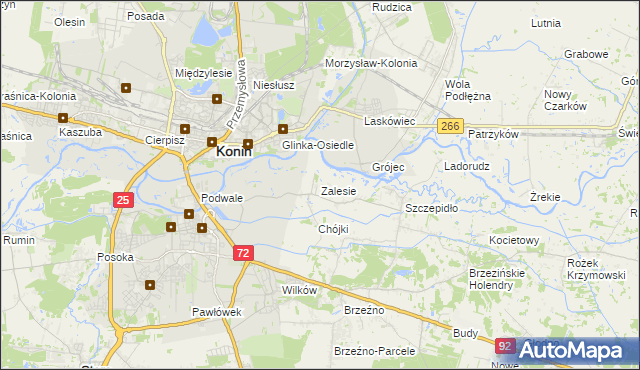 mapa Zalesie gmina Krzymów, Zalesie gmina Krzymów na mapie Targeo