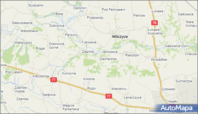 mapa Dacharzów, Dacharzów na mapie Targeo